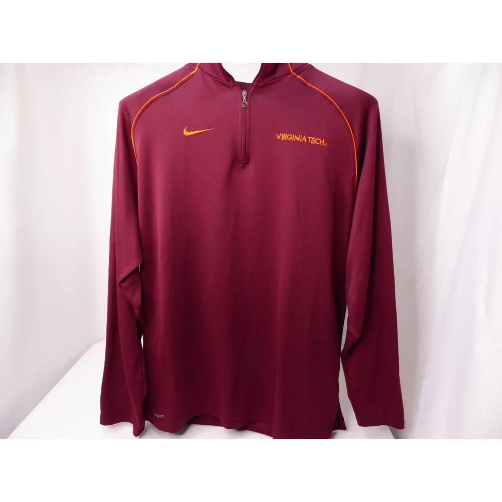 Nike Fit TEAM VT Virginia Tech Hokies Athletic Pull Over Long Sleeved Medium